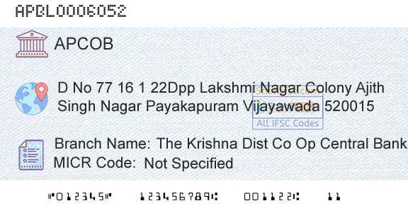 The Andhra Pradesh State Cooperative Bank Limited The Krishna Dist Co Op Central Bank Ltd PayakapuraBranch 