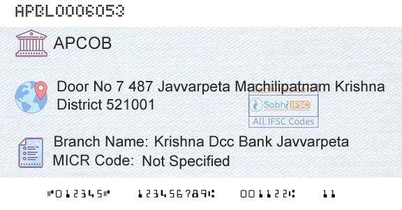 The Andhra Pradesh State Cooperative Bank Limited Krishna Dcc Bank JavvarpetaBranch 
