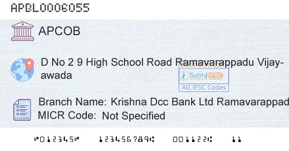 The Andhra Pradesh State Cooperative Bank Limited Krishna Dcc Bank Ltd RamavarappaduBranch 
