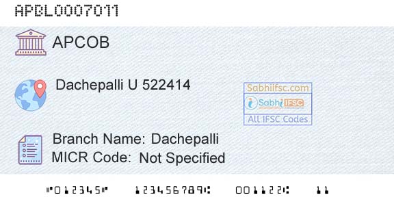The Andhra Pradesh State Cooperative Bank Limited DachepalliBranch 