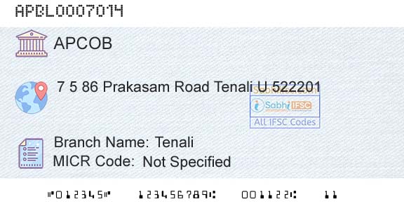 The Andhra Pradesh State Cooperative Bank Limited TenaliBranch 