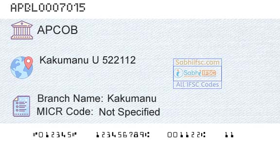 The Andhra Pradesh State Cooperative Bank Limited KakumanuBranch 