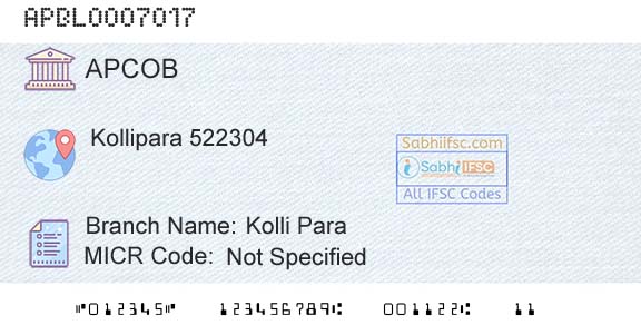 The Andhra Pradesh State Cooperative Bank Limited Kolli ParaBranch 