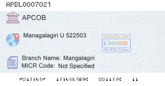 The Andhra Pradesh State Cooperative Bank Limited MangalagiriBranch 