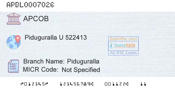 The Andhra Pradesh State Cooperative Bank Limited PidugurallaBranch 
