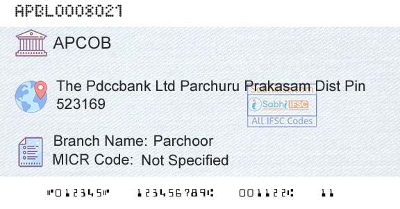 The Andhra Pradesh State Cooperative Bank Limited ParchoorBranch 