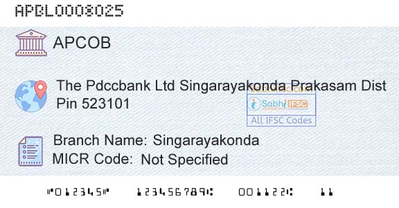 The Andhra Pradesh State Cooperative Bank Limited SingarayakondaBranch 