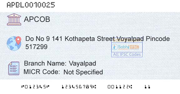 The Andhra Pradesh State Cooperative Bank Limited VayalpadBranch 
