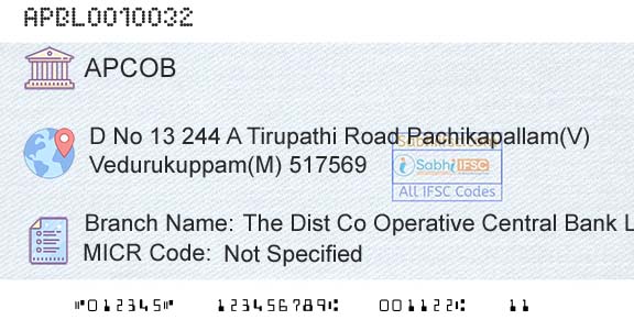 The Andhra Pradesh State Cooperative Bank Limited The Dist Co Operative Central Bank Ltd Chittoor PaBranch 