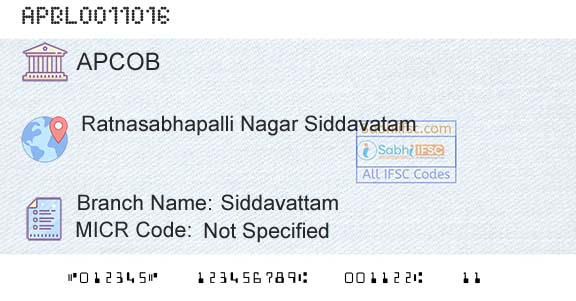 The Andhra Pradesh State Cooperative Bank Limited SiddavattamBranch 