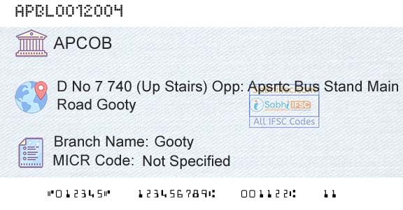 The Andhra Pradesh State Cooperative Bank Limited GootyBranch 