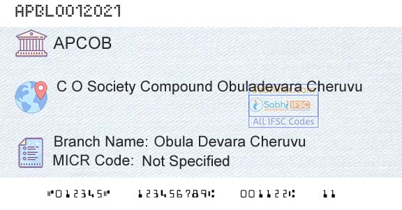 The Andhra Pradesh State Cooperative Bank Limited Obula Devara CheruvuBranch 