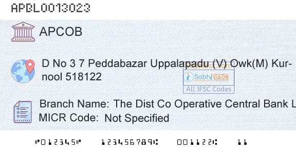 The Andhra Pradesh State Cooperative Bank Limited The Dist Co Operative Central Bank Ltd Kurnool UppBranch 