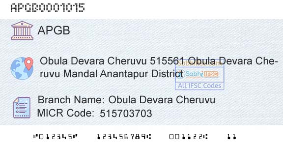 Andhra Pragathi Grameena Bank Obula Devara CheruvuBranch 