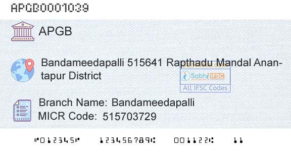 Andhra Pragathi Grameena Bank BandameedapalliBranch 
