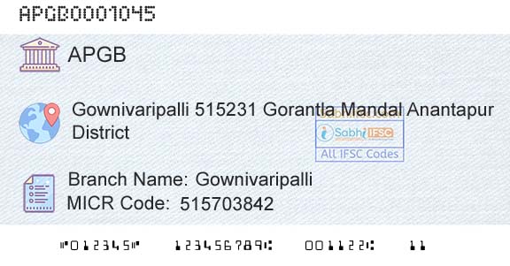 Andhra Pragathi Grameena Bank GownivaripalliBranch 