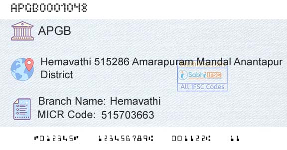 Andhra Pragathi Grameena Bank HemavathiBranch 