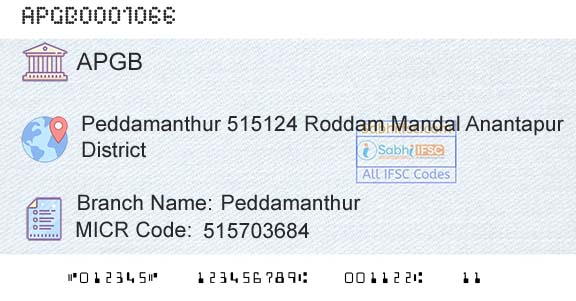 Andhra Pragathi Grameena Bank PeddamanthurBranch 