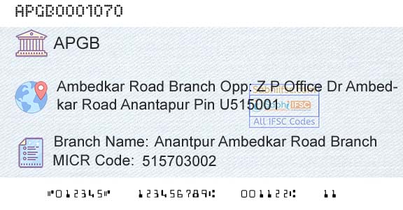 Andhra Pragathi Grameena Bank Anantpur Ambedkar Road BranchBranch 