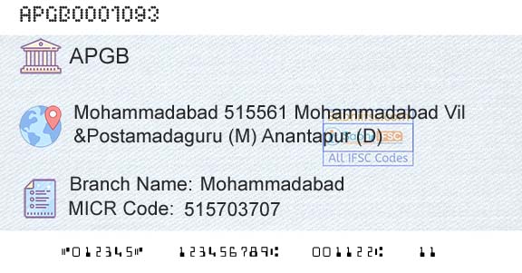 Andhra Pragathi Grameena Bank MohammadabadBranch 