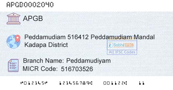 Andhra Pragathi Grameena Bank PeddamudiyamBranch 