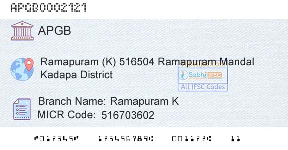 Andhra Pragathi Grameena Bank Ramapuram K Branch 