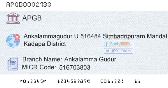 Andhra Pragathi Grameena Bank Ankalamma GudurBranch 