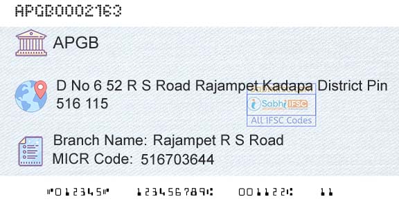 Andhra Pragathi Grameena Bank Rajampet R S RoadBranch 