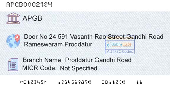 Andhra Pragathi Grameena Bank Proddatur Gandhi RoadBranch 