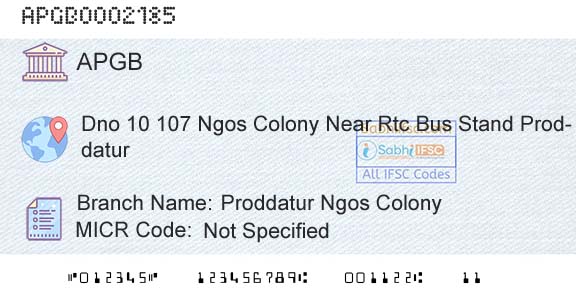 Andhra Pragathi Grameena Bank Proddatur Ngos ColonyBranch 