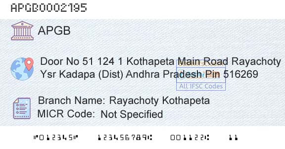 Andhra Pragathi Grameena Bank Rayachoty KothapetaBranch 