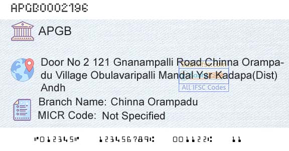 Andhra Pragathi Grameena Bank Chinna OrampaduBranch 