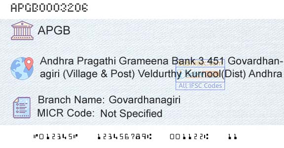 Andhra Pragathi Grameena Bank GovardhanagiriBranch 