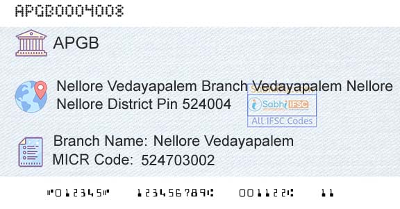 Andhra Pragathi Grameena Bank Nellore VedayapalemBranch 
