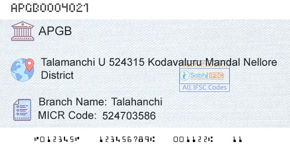 Andhra Pragathi Grameena Bank TalahanchiBranch 