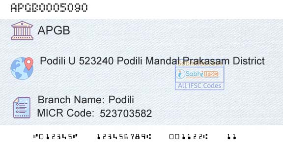 Andhra Pragathi Grameena Bank PodiliBranch 