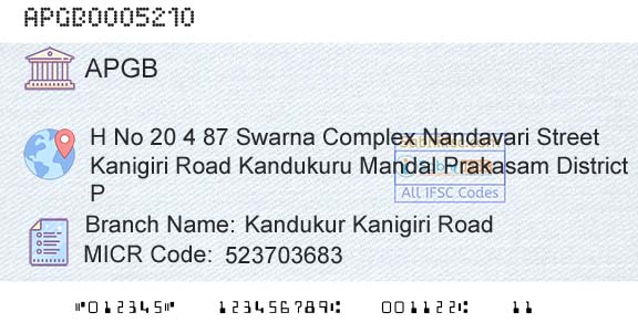 Andhra Pragathi Grameena Bank Kandukur Kanigiri RoadBranch 