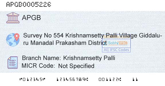 Andhra Pragathi Grameena Bank Krishnamsetty PalliBranch 