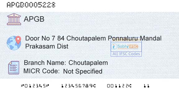 Andhra Pragathi Grameena Bank ChoutapalemBranch 