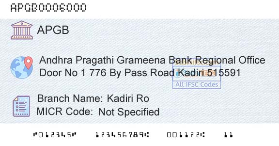 Andhra Pragathi Grameena Bank Kadiri RoBranch 