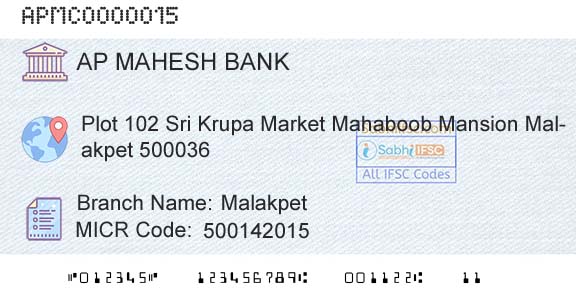 The Ap Mahesh Cooperative Urban Bank Limited MalakpetBranch 
