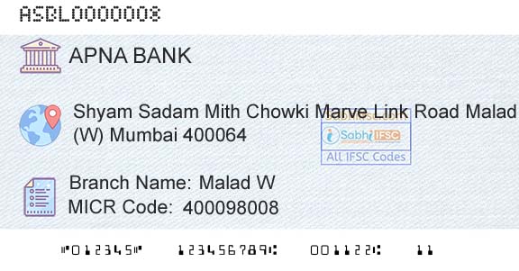 Apna Sahakari Bank Limited Malad W Branch 