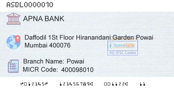Apna Sahakari Bank Limited PowaiBranch 