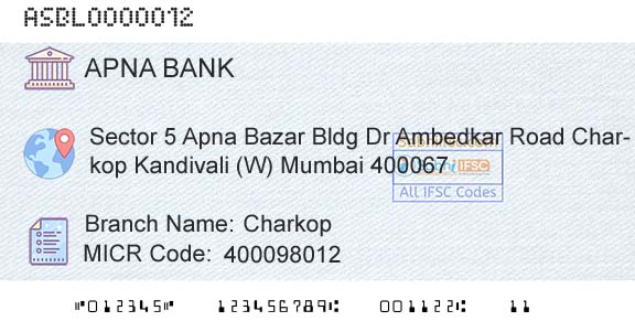 Apna Sahakari Bank Limited CharkopBranch 