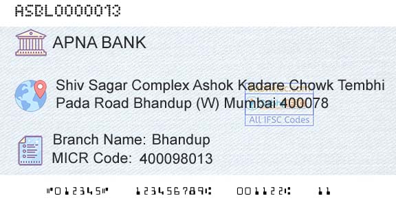 Apna Sahakari Bank Limited BhandupBranch 