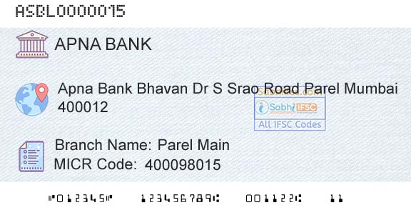 Apna Sahakari Bank Limited Parel MainBranch 