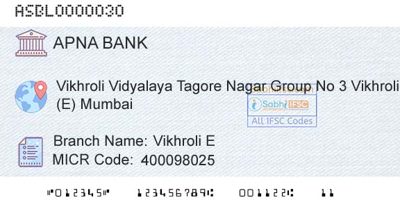 Apna Sahakari Bank Limited Vikhroli E Branch 