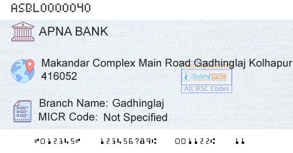 Apna Sahakari Bank Limited GadhinglajBranch 