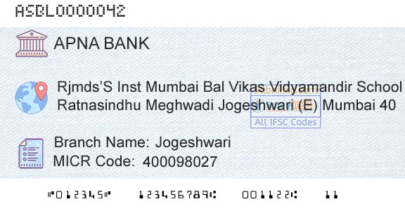 Apna Sahakari Bank Limited JogeshwariBranch 