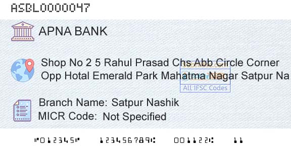Apna Sahakari Bank Limited Satpur NashikBranch 